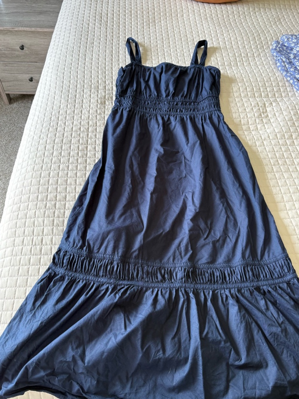 LOFT Navy Elastic Waist Blouse